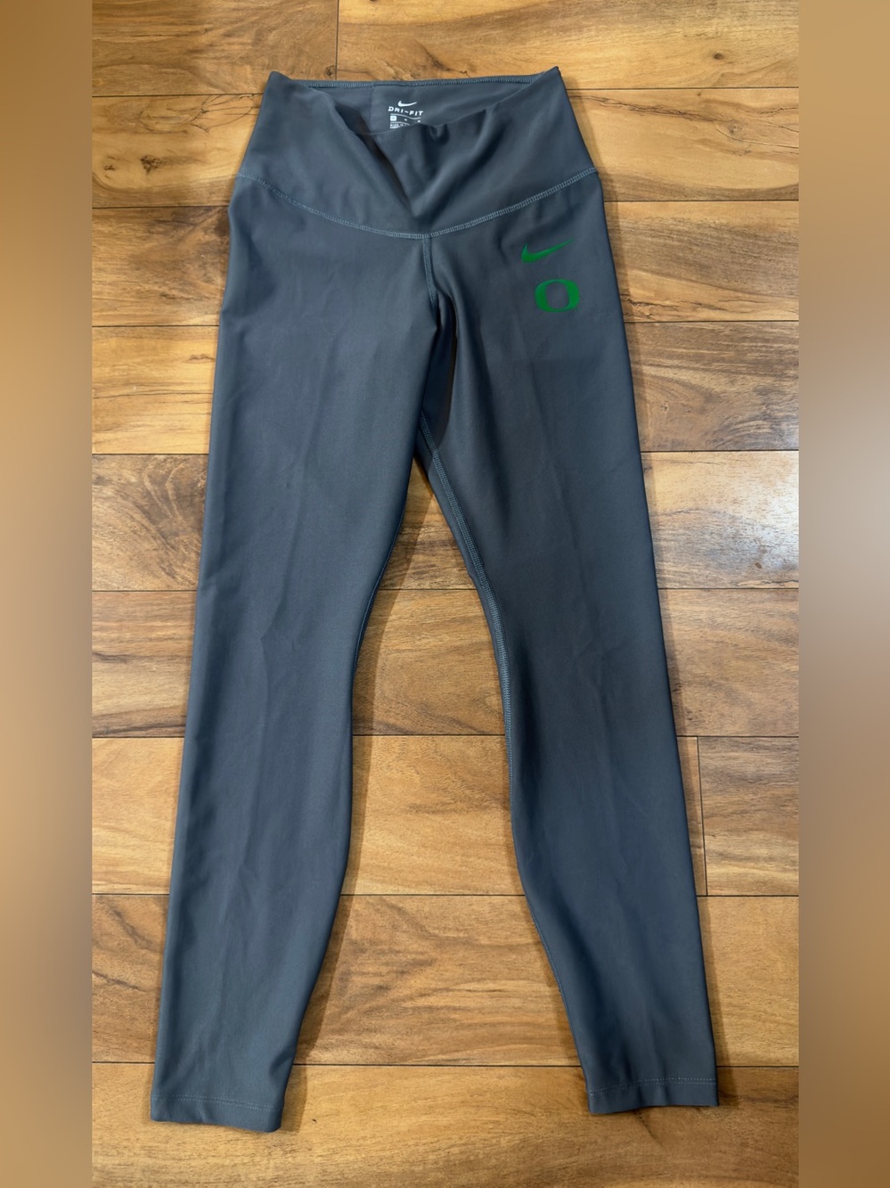 Nike Oregon Ducks Women’s Dri-FIT Leggings Gray Green O Logo Compression Sz M